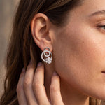 0.45 Ct Round Cut Lab Grown Diamond Floral Loop Drop Earrings White