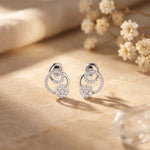 0.45 Ct Round Cut Lab Grown Diamond Floral Loop Drop Earrings White
