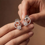 0.45 Ct Round Cut Lab Grown Diamond Floral Loop Drop Earrings White