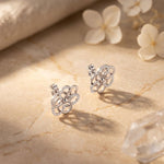 0.25 Ct Round Cut Lab Grown Diamond Floral Cluster Earrings White