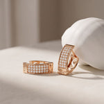 0.55 Ct Round Cut Pavé Wide Huggie Lab Grown Diamond Earrings Rose Gold