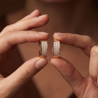 0.55 Ct Round Cut Pavé Wide Huggie Lab Grown Diamond Earrings Rose Gold