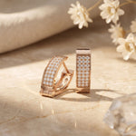 0.55 Ct Round Cut Pavé Wide Huggie Lab Grown Diamond Earrings Rose Gold