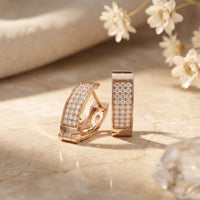 0.55 Ct Round Cut Pavé Wide Huggie Lab Grown Diamond Earrings Rose Gold