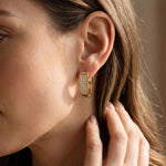 0.55 Ct Round Cut Pavé Wide Huggie Lab Grown Diamond Earrings Gold
