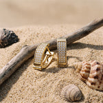 0.55 Ct Round Cut Pavé Wide Huggie Lab Grown Diamond Earrings Gold