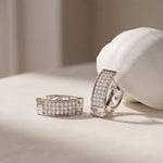 0.55 Ct Round Cut Pavé Wide Huggie Lab Grown Diamond Earrings White