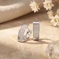 0.55 Ct Round Cut Pavé Wide Huggie Lab Grown Diamond Earrings White