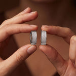 0.55 Ct Round Cut Pavé Wide Huggie Lab Grown Diamond Earrings White