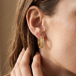 0.50 Ct Round Cut Lab Grown Diamond Pavé Hoop Earrings for Women Gold