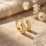 0.50 Ct Round Cut Lab Grown Diamond Pavé Hoop Earrings for Women Gold