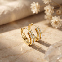 0.50 Ct Round Cut Lab Grown Diamond Pavé Hoop Earrings for Women Gold