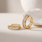0.50 Ct Round Cut Lab Grown Diamond Pavé Hoop Earrings for Women Gold