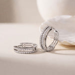 0.50 Ct Round Cut Lab Grown Diamond Pavé Hoop Earrings for Women White