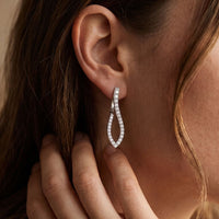 0.80 Ct Round Cut Lab Grown Diamond Loop Dangle Earrings White