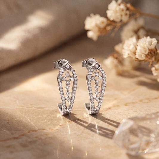 0.50 Ct Round Cut Lab Grown Diamond Leaf Motif Drop Earrings White