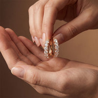 0.70 Ct Round Cut Lab Grown Diamond Pavé Huggie Hoop Earrings Rose Gold