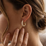 0.70 Ct Round Cut Lab Grown Diamond Pavé Huggie Hoop Earrings Gold