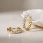 0.70 Ct Round Cut Lab Grown Diamond Pavé Huggie Hoop Earrings Gold