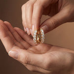 0.70 Ct Round Cut Lab Grown Diamond Pavé Huggie Hoop Earrings Gold