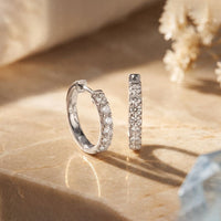 0.70 Ct Round Cut Lab Grown Diamond Pavé Huggie Hoop Earrings White