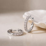 0.70 Ct Round Cut Lab Grown Diamond Pavé Huggie Hoop Earrings White