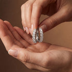 0.70 Ct Round Cut Lab Grown Diamond Pavé Huggie Hoop Earrings White