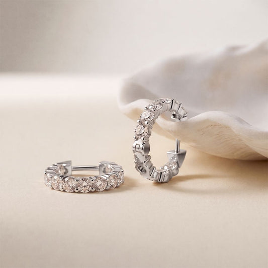 1.60 Ct Round Cut Lab Grown Diamond Prong Set Hoop Earrings White