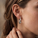 0.05 Ct Baguette Cut Lab Grown Diamond Dainty Hoop Earrings White