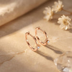 0.02 Ct Round Cut Lab Grown Diamond Dainty Hoop Earrings Rose Gold