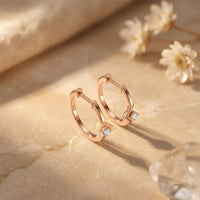 0.02 Ct Round Cut Lab Grown Diamond Dainty Hoop Earrings Rose Gold