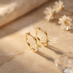 0.02 Ct Round Cut Lab Grown Diamond Dainty Hoop Earrings Gold