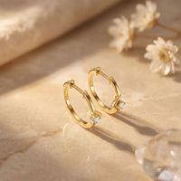 0.02 Ct Round Cut Lab Grown Diamond Dainty Hoop Earrings Gold