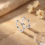 0.02 Ct Round Cut Lab Grown Diamond Dainty Hoop Earrings White