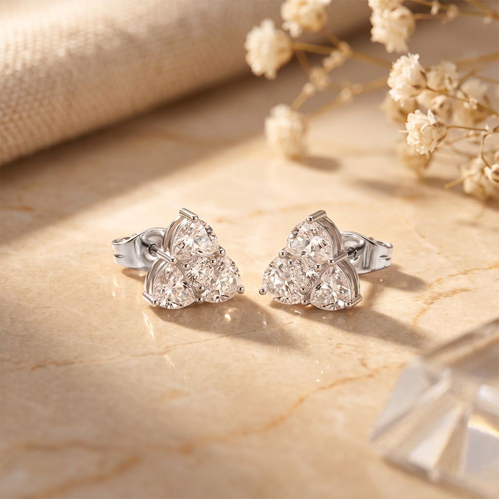 1.08 Ct Round Cut Lab Grown Diamond Stud Earrings White