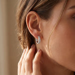 0.70 Ct Round Cut Lab Grown Diamond Dual Row Hoop Earrings