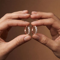 1.60 Ct Marquise Cut Lab Grown Diamond Dual Row Hoop Earrings for Women Rose Gold
