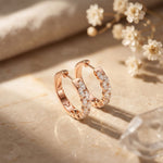 1.60 Ct Marquise Cut Lab Grown Diamond Dual Row Hoop Earrings for Women Rose Gold