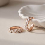 1.60 Ct Marquise Cut Lab Grown Diamond Dual Row Hoop Earrings for Women Rose Gold