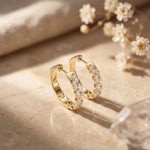 1.60 Ct Marquise Cut Lab Grown Diamond Dual Row Hoop Earrings for Women Gold