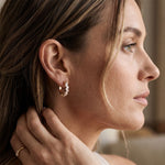 1.60 Ct Marquise Cut Lab Grown Diamond Dual Row Hoop Earrings for Women Gold
