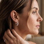 1.60 Ct Marquise Cut Lab Grown Diamond Dual Row Hoop Earrings for Women White