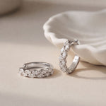 1.60 Ct Marquise Cut Lab Grown Diamond Dual Row Hoop Earrings for Women White