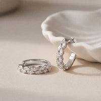 1.60 Ct Marquise Cut Lab Grown Diamond Dual Row Hoop Earrings for Women White