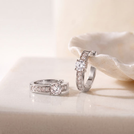 0.80 Ct Round Cut Lab Grown Diamond Dainty Hoop Earrings for Women White