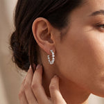 1.06 Ct Multi-Stone Lab Grown Diamond Half Hoop Earrings for Women White
