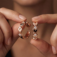0.35 Ct Round Cut Lab Grown Diamond Heart Shape Hoop Earrings for Women Rose Gold
