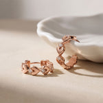 0.35 Ct Round Cut Lab Grown Diamond Heart Shape Hoop Earrings for Women Rose Gold
