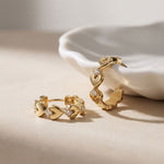 0.35 Ct Round Cut Lab Grown Diamond Heart Shape Hoop Earrings for Women Gold