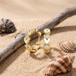 0.35 Ct Round Cut Lab Grown Diamond Heart Shape Hoop Earrings for Women Gold
